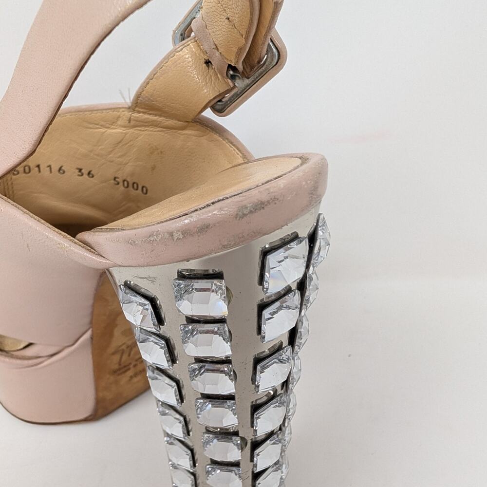 Giuseppe Zanotti Crystal Heel Platform Sandals Nude Pink EU 36.5 - Picture 6 of 16